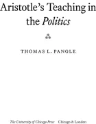 Product cover for Aristotle&#039;s Teaching in the &quot;Politics&quot;